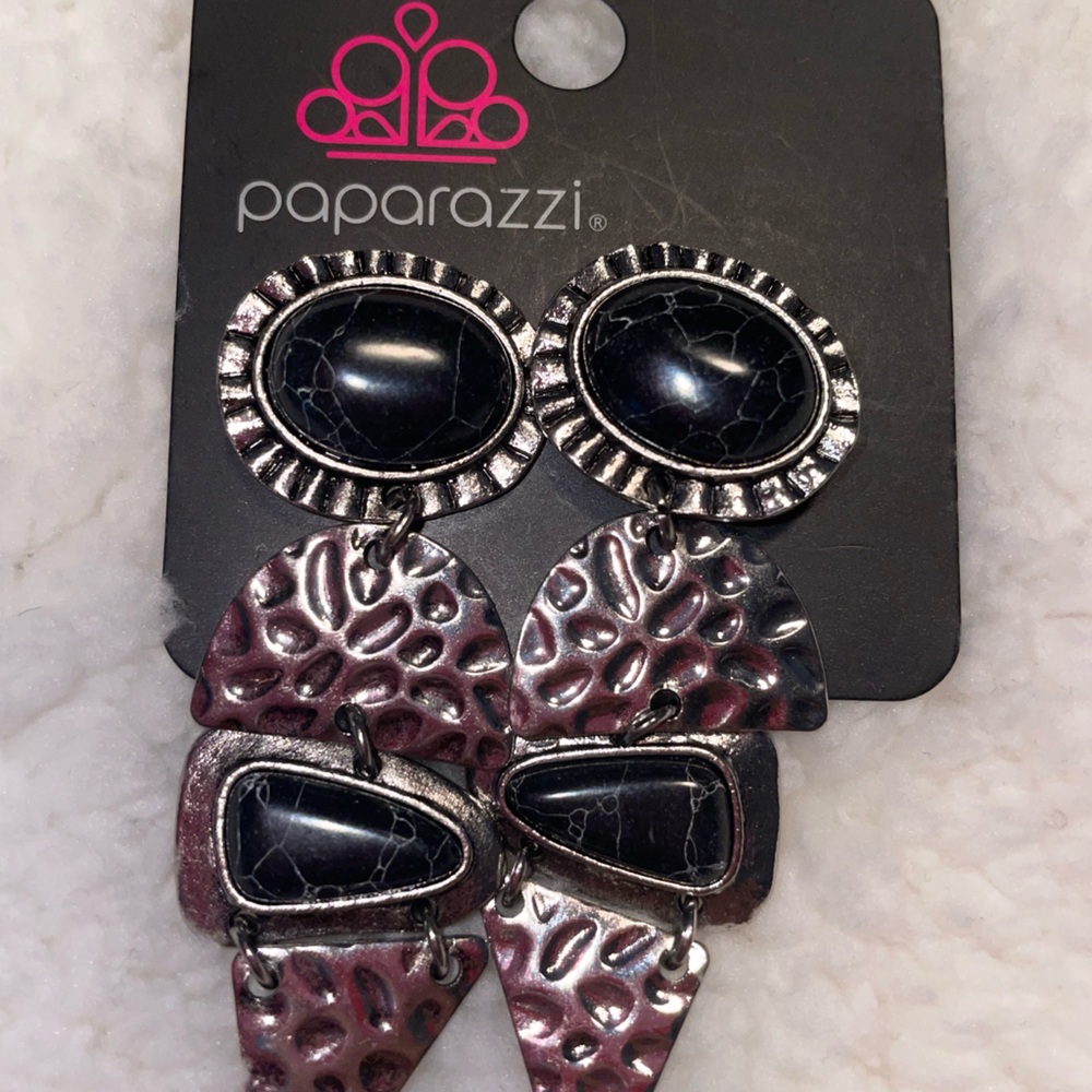 Earrings, long black granite color earrings , brand new , never worn , handmade